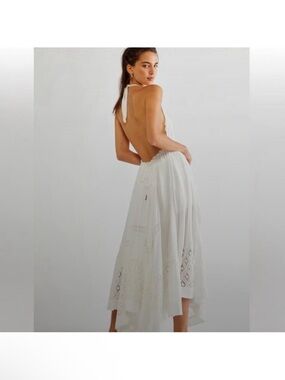Free people White Lace Halter Maxi Dress